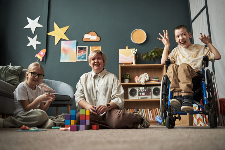 Smiling Family Enjoying Time Together in Cozy Living Room